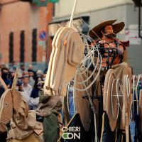 spettacolo don chisciotte per festival medievali, macchine sceniche con cavallo